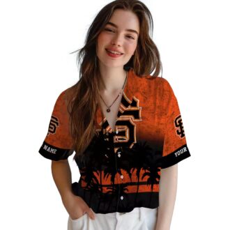 San Francisco Giants MLB Sunset Print Hawaiian Shirt - Lightweight Orange Black Summer Shirt