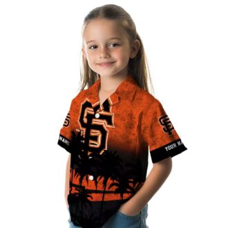 San Francisco Giants MLB Sunset Print Hawaiian Shirt - Lightweight Orange Black Summer Shirt