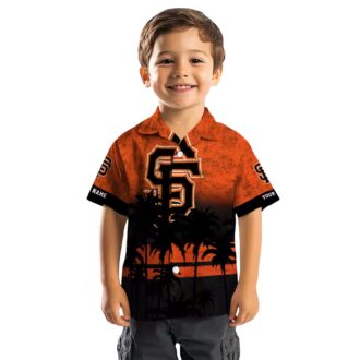 San Francisco Giants MLB Sunset Print Hawaiian Shirt - Lightweight Orange Black Summer Shirt