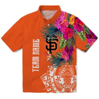 San Francisco Giants Orange Floral Polynesian Hawaiian Shirt - MLB Summer Vacation Shirt