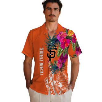 San Francisco Giants Orange Floral Polynesian Hawaiian Shirt - MLB Summer Vacation Shirt