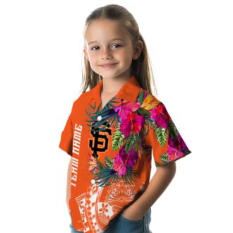 San Francisco Giants Orange Floral Polynesian Hawaiian Shirt - MLB Summer Vacation Shirt