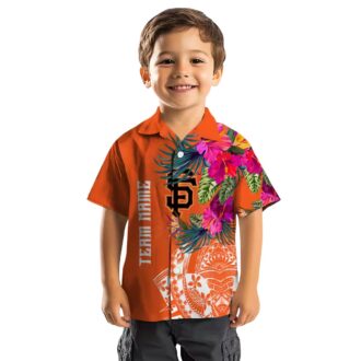 San Francisco Giants Orange Floral Polynesian Hawaiian Shirt - MLB Summer Vacation Shirt