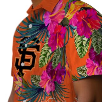 San Francisco Giants Orange Floral Polynesian Hawaiian Shirt - MLB Summer Vacation Shirt