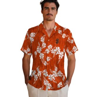 San Francisco Giants Orange Hibiscus Hawaiian Shirt - Tropical MLB Baseball Fan Shirt