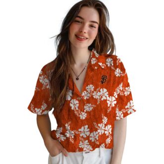 San Francisco Giants Orange Hibiscus Hawaiian Shirt - Tropical MLB Baseball Fan Shirt