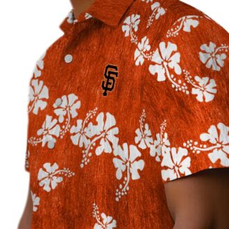 San Francisco Giants Orange Hibiscus Hawaiian Shirt - Tropical MLB Baseball Fan Shirt
