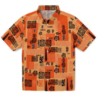 San Francisco Giants Orange Tropical Short Sleeve Shirt - MLB Team Beach Vacation Hawaiian Style
