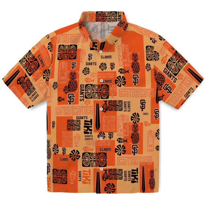 San Francisco Giants Orange Tropical Short Sleeve Shirt - MLB Team Beach Vacation Hawaiian Style