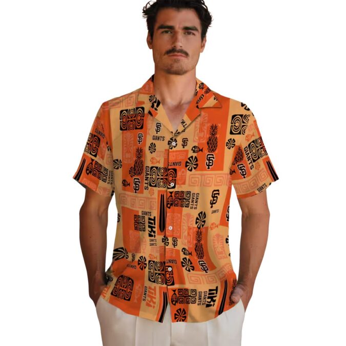 San Francisco Giants Orange Tropical Short Sleeve Shirt - MLB Team Beach Vacation Hawaiian Style