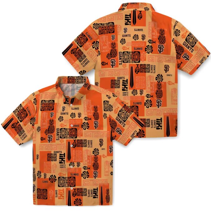 San Francisco Giants Orange Tropical Short Sleeve Shirt - MLB Team Beach Vacation Hawaiian Style
