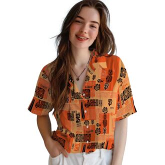 San Francisco Giants Orange Tropical Short Sleeve Shirt - MLB Team Beach Vacation Hawaiian Style