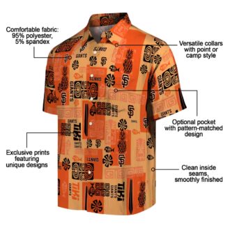 San Francisco Giants Orange Tropical Short Sleeve Shirt - MLB Team Beach Vacation Hawaiian Style
