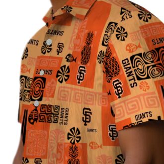 San Francisco Giants Orange Tropical Short Sleeve Shirt - MLB Team Beach Vacation Hawaiian Style