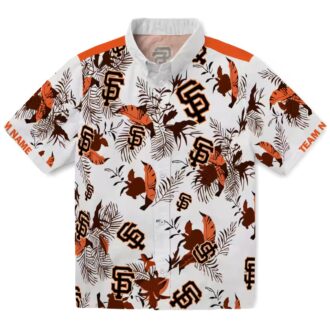 San Francisco Giants Orange White Botanical Hawaiian Shirt - Personalized MLB Summer Beach Shirt