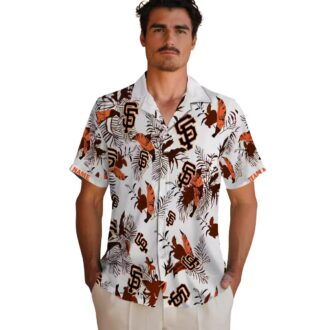 San Francisco Giants Orange White Botanical Hawaiian Shirt - Personalized MLB Summer Beach Shirt
