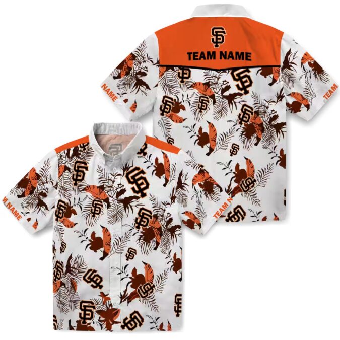 San Francisco Giants Orange White Botanical Hawaiian Shirt - Personalized MLB Summer Beach Shirt