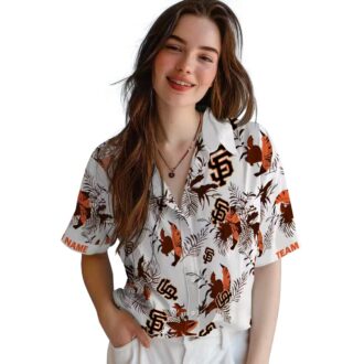 San Francisco Giants Orange White Botanical Hawaiian Shirt - Personalized MLB Summer Beach Shirt
