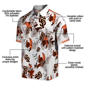 San Francisco Giants Orange White Botanical Hawaiian Shirt - Personalized MLB Summer Beach Shirt