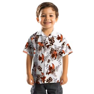 San Francisco Giants Orange White Botanical Hawaiian Shirt - Personalized MLB Summer Beach Shirt