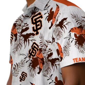 San Francisco Giants Orange White Botanical Hawaiian Shirt - Personalized MLB Summer Beach Shirt