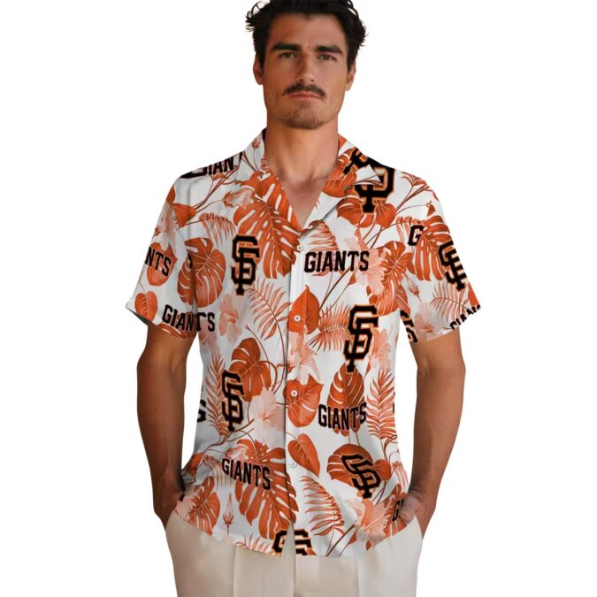 San Francisco Giants Orange White Tropical Print Hawaiian Shirt - Official MLB Summer Shirt