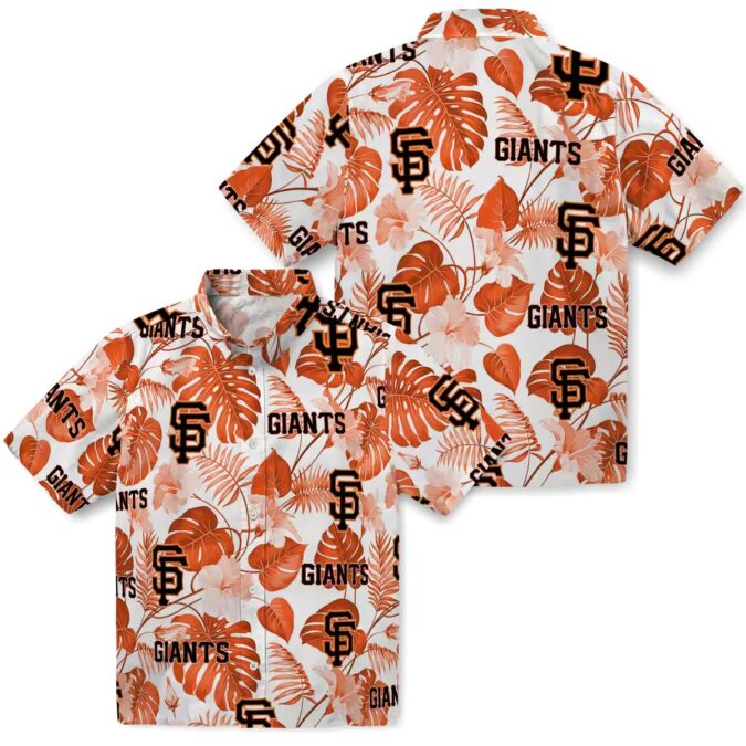 San Francisco Giants Orange White Tropical Print Hawaiian Shirt - Official MLB Summer Shirt