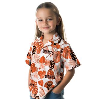 San Francisco Giants Orange White Tropical Print Hawaiian Shirt - Official MLB Summer Shirt