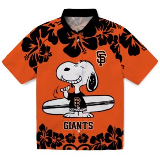 San Francisco Giants Snoopy Surf Tropical Hawaiian Shirt - Orange & White MLB Fan Apparel