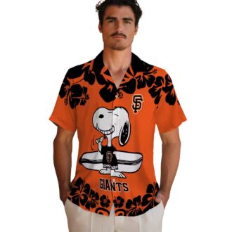 San Francisco Giants Snoopy Surf Tropical Hawaiian Shirt - Orange & White MLB Fan Apparel