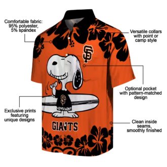 San Francisco Giants Snoopy Surf Tropical Hawaiian Shirt - Orange & White MLB Fan Apparel