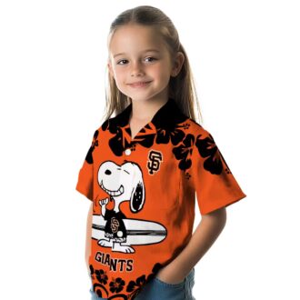 San Francisco Giants Snoopy Surf Tropical Hawaiian Shirt - Orange & White MLB Fan Apparel