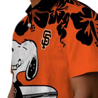 San Francisco Giants Snoopy Surf Tropical Hawaiian Shirt - Orange & White MLB Fan Apparel