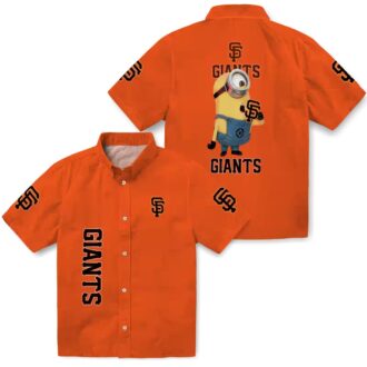 San Francisco Giants Stuart Minion Orange Floral Hawaiian Shirt - Summer Baseball Style