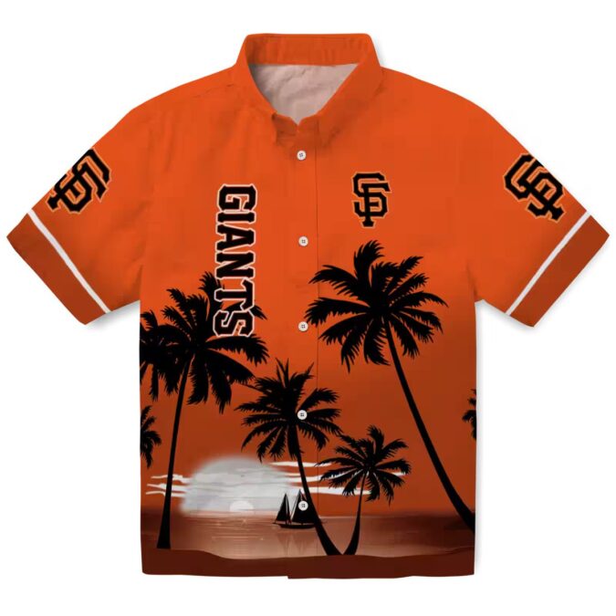 San Francisco Giants Summer Aloha Shirt - Beach Sunset Orange Black Design