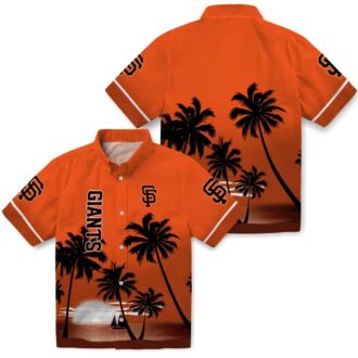 San Francisco Giants Summer Aloha Shirt - Beach Sunset Orange Black Design