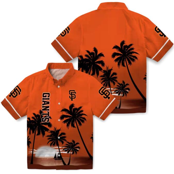 San Francisco Giants Summer Aloha Shirt - Beach Sunset Orange Black Design