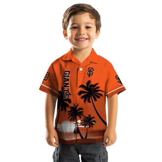 San Francisco Giants Summer Aloha Shirt - Beach Sunset Orange Black Design
