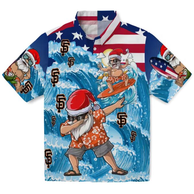 San Francisco Giants Surfing Santa Blue Tropical Hawaiian Shirt for MLB Fans