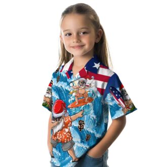 San Francisco Giants Surfing Santa Blue Tropical Hawaiian Shirt for MLB Fans