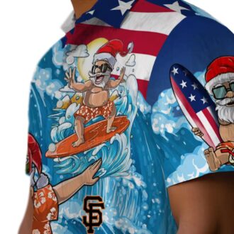 San Francisco Giants Surfing Santa Blue Tropical Hawaiian Shirt for MLB Fans
