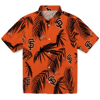 San Francisco Giants Tropical Button Up Shirt - Orange Palm Leaf MLB Hawaiian Shirt for Men