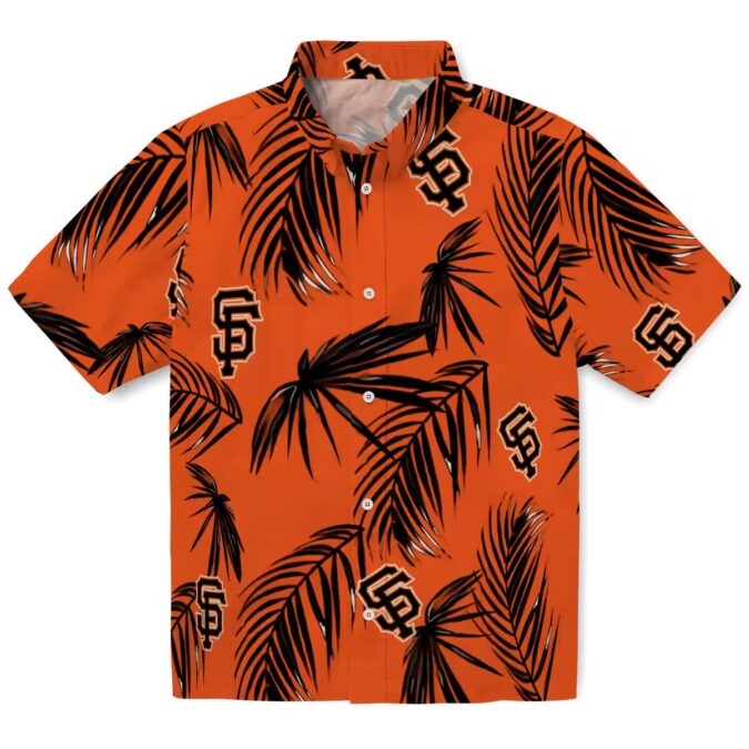 San Francisco Giants Tropical Button Up Shirt - Orange Palm Leaf MLB Hawaiian Shirt for Men