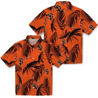San Francisco Giants Tropical Button Up Shirt - Orange Palm Leaf MLB Hawaiian Shirt for Men