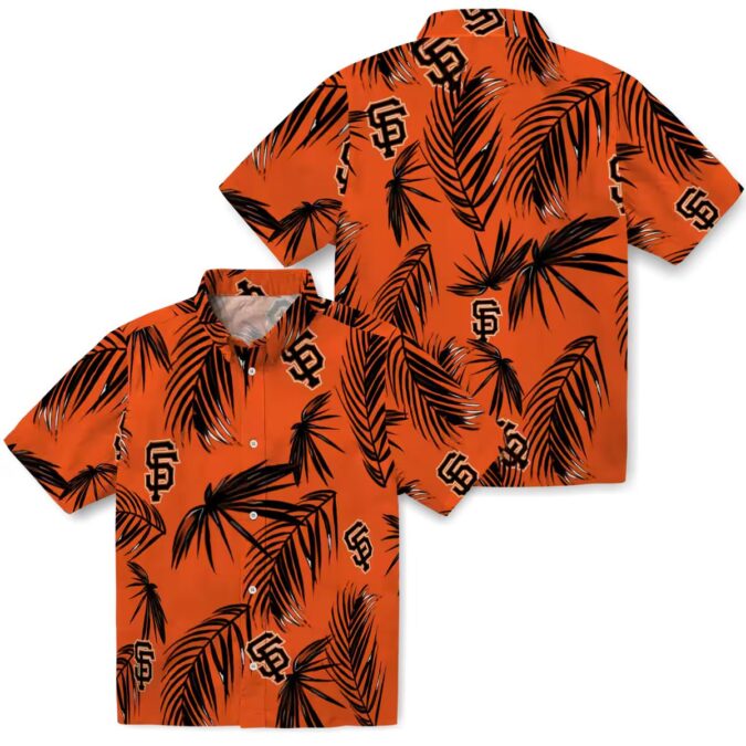San Francisco Giants Tropical Button Up Shirt - Orange Palm Leaf MLB Hawaiian Shirt for Men