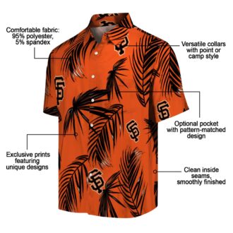 San Francisco Giants Tropical Button Up Shirt - Orange Palm Leaf MLB Hawaiian Shirt for Men