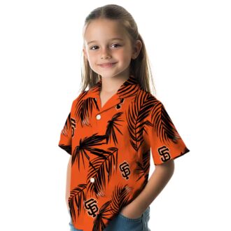 San Francisco Giants Tropical Button Up Shirt - Orange Palm Leaf MLB Hawaiian Shirt for Men