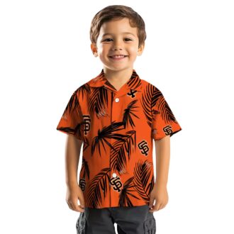 San Francisco Giants Tropical Button Up Shirt - Orange Palm Leaf MLB Hawaiian Shirt for Men
