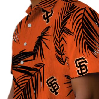 San Francisco Giants Tropical Button Up Shirt - Orange Palm Leaf MLB Hawaiian Shirt for Men