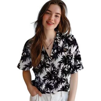 San Francisco Giants Tropical Palm Motifs Hawaiian Shirt - Men's Black & White Summer Shirt